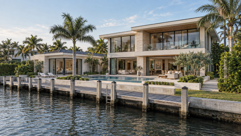 Luxury South Florida waterfront residence with private dock along the intracoastal
