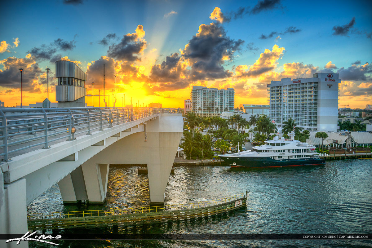 Three exposure HDR image created using Photomatix Pro. Photo taken at the 17th Street Bridge in Fort Lauderdale Florida.